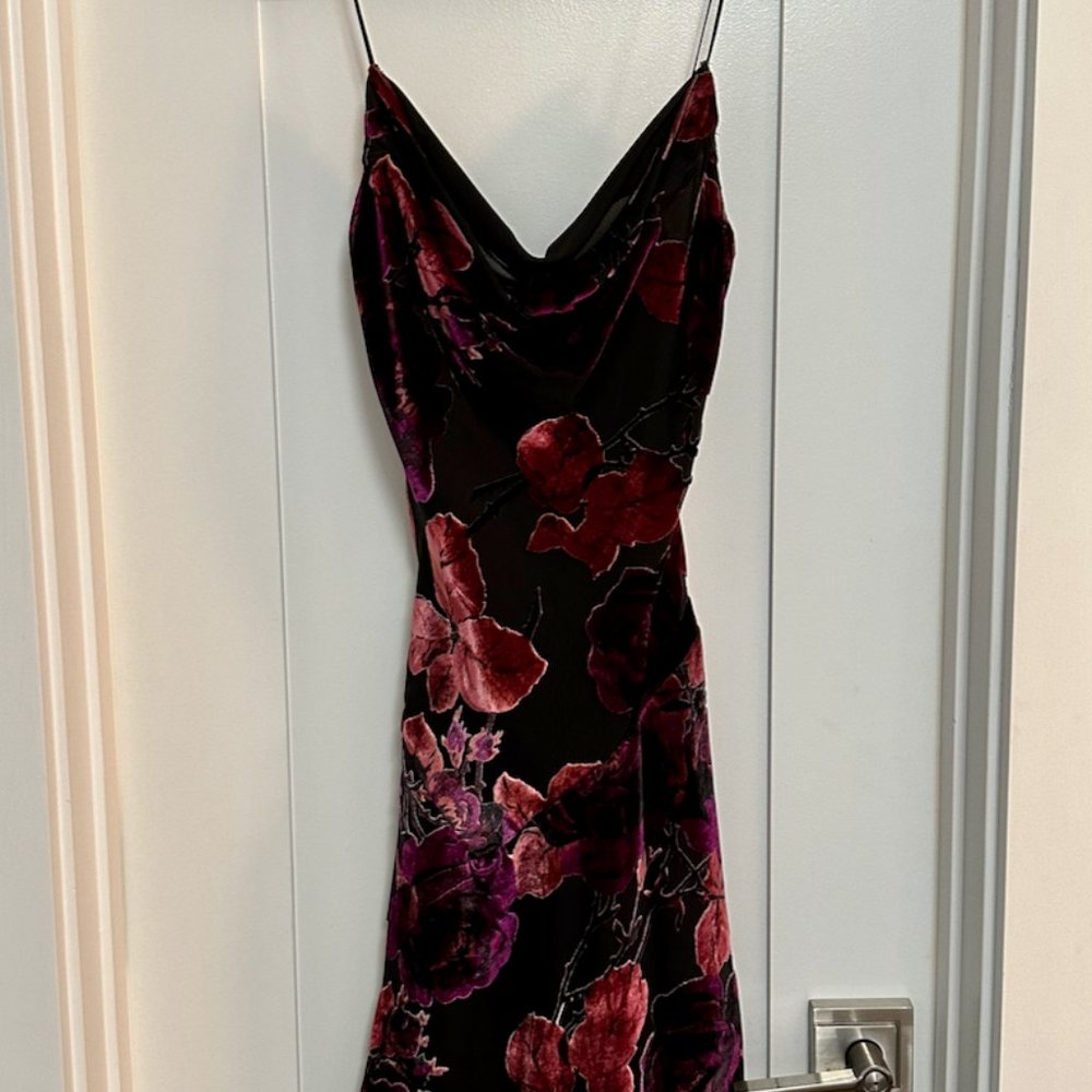 Sexy Vintage Betsey Johnson Slip Dress with Floral Applique